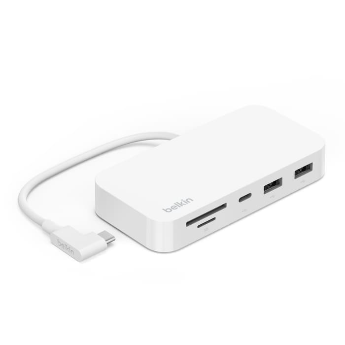 Belkin Connect USB-C 6-in-1 Multiport Hub with Mount - White (INC011btWH), 10Gbps, 2x USB-A, USB-C, SD 3.0 MicroSD Card Reader, 2 Years Warranty