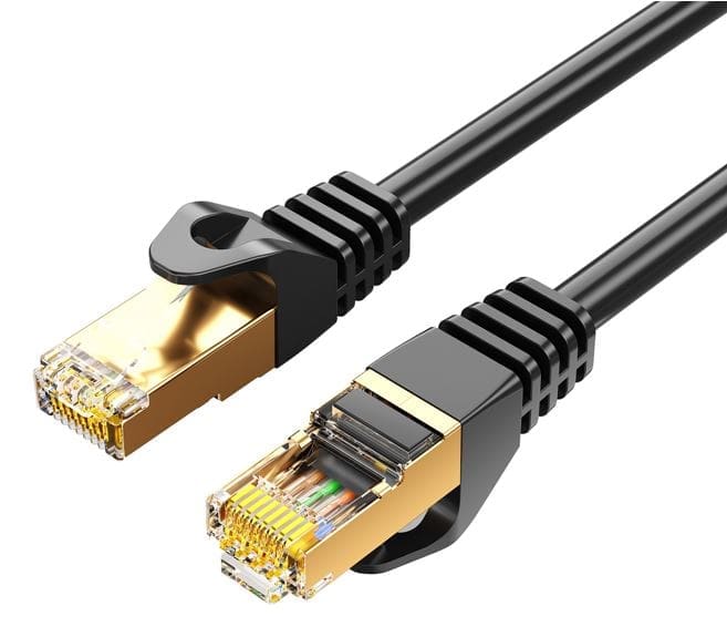 8Ware CAT7 Cable 0.5m (50cm) - Black Color RJ45 Ethernet Network LAN UTP Patch Cord Snagless Flat cable