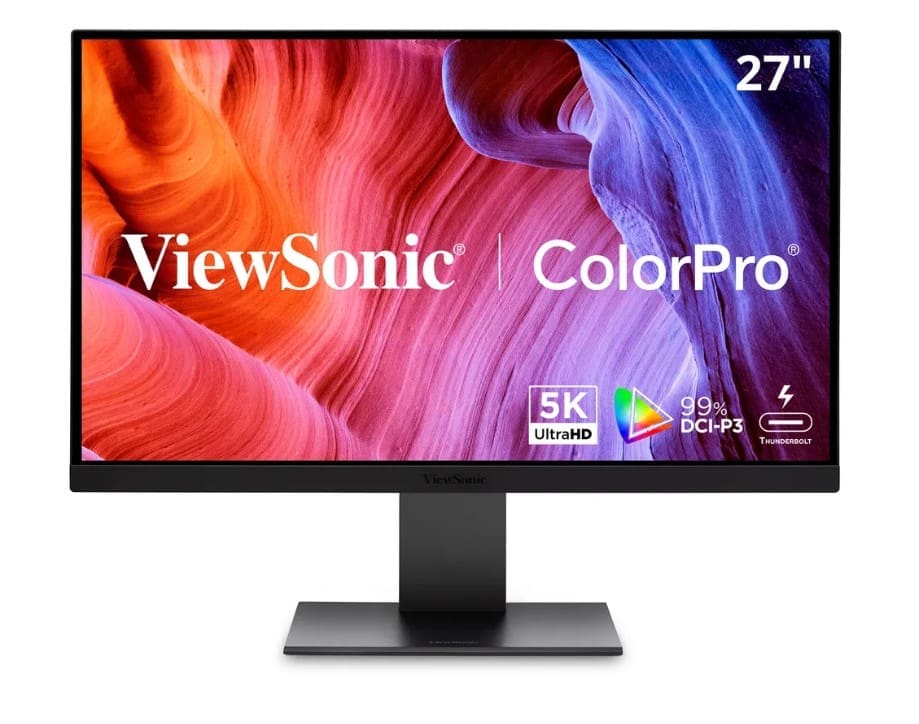 ViewSonic VP2788-5K - 27" ColorPro 5K Mac-Compatible Monitor with 100W Thunderbolt 4, USB C, and DCI-P3 Color Gamut Monitor
