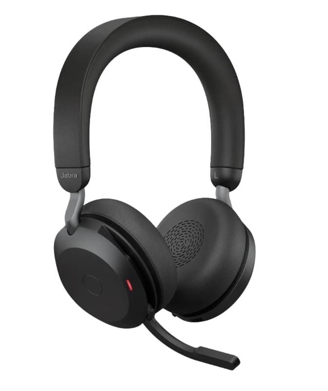 Jabra Evolve2 75 USB-A Link380a MS Stereo Black, 8-Mic Technology, 36 Hours Battery Fast Charge, Dual-Foam Tech, Discreet Hide-Away Boom Arm