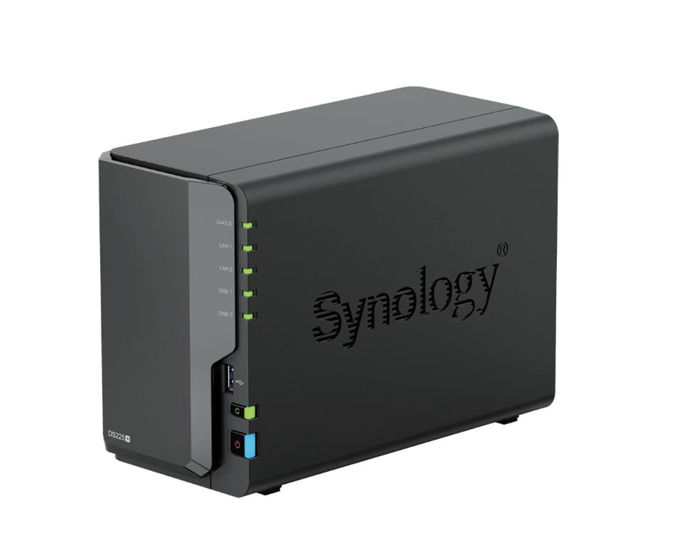 Synology DiskStation DS225+ 2-Bay 3.5" Diskless, Intel Celeron CPU, 2GB RAM, 1x 2.5GbE, 1x 1GbE, 2x USB 3.2