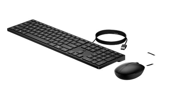 HP 320MK USB Wired Desktop Keyboard Mouse Combo Reduced-sized Low-Profile Quiet Keys PlugPlay for Notebook Desktop PC WIN11/10 Black
