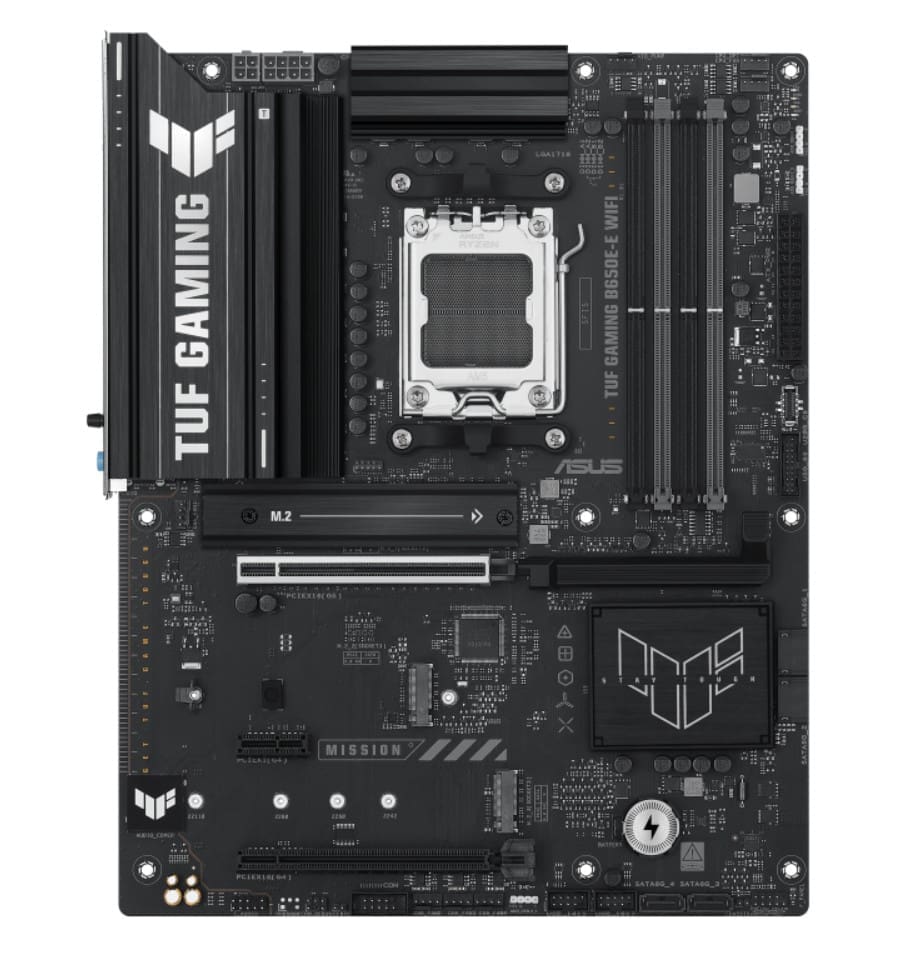 ASUS AMD B650E TUF GAMING B650E-E WIFI (AM5) ATX Motherboard, DDR5(4x), 8+2+1 Power Stages, PCIe 5.0, 3x M.2, Front 10Gbps USB-C, 2.5Gb LAN, Wi-Fi 6E