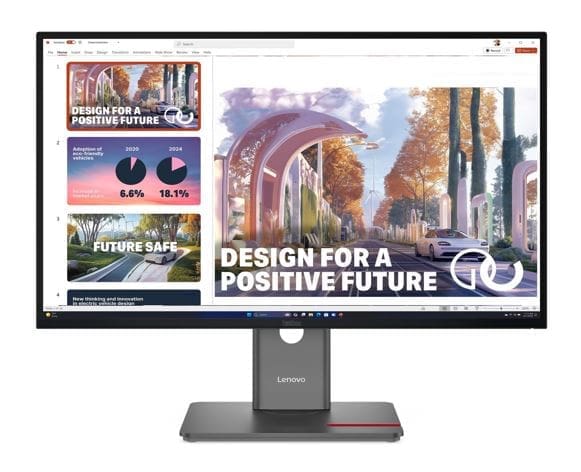 LENOVO ThinkVision P27QD-40 27" QHD Monitor IPS 2560x1440 16:9 Height Adjustable Tilt Swivel Pivot Daisy Chain DP HDMI USB-C Hub RJ45 LAN VESA 3YR