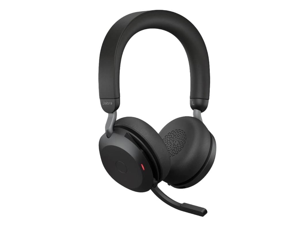 Jabra Evolve2 75 USB-C Link380a MS Stereo Black, 8-Mic Technology, 36 Hours Battery Fast Charge, Dual-Foam Tech, Discreet Hide-Away Boom Arm