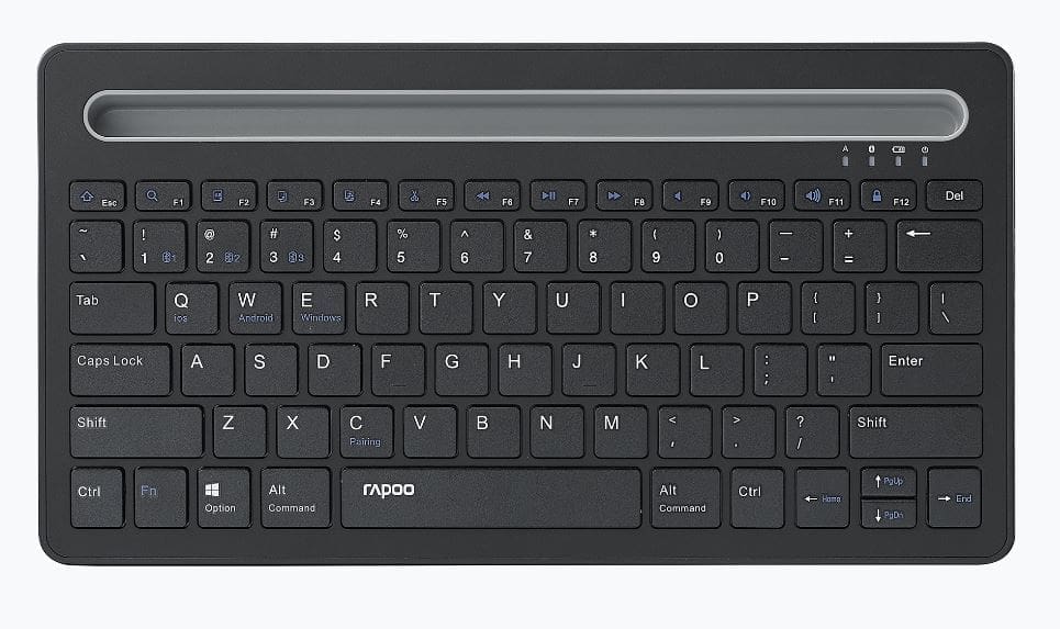RAPOO XK100 Bluetooth Wireless Keyboard - Switch Between Multiple Devices, Computer, Compact and Stylish. Tablet and Smart Phone Mount Slot(LS)
