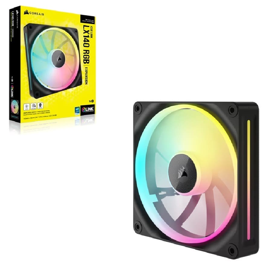 Corsair iCUE LINK LX140 RGB 140mm PWM Single Fan Expansion, LX Series, STATIC PRESSURE Flow Type, 2000 RPM, 36 dBA