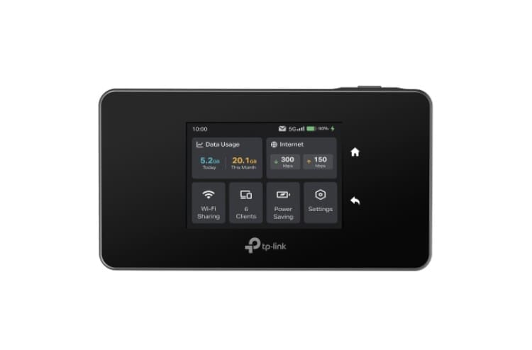 TP-Link M8550 5G Mobile Wi-Fi, 2880 Mbps at 6 GHz or 2880 Mbps at 5 GHz 688 Mbps at 2.4 GHz, 5G 3.4Gbps/900Mbps, 4G Cat19 1.6Gbps/2