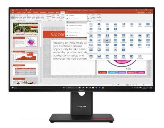 LENOVO ThinkVision T27i-40 27" FHD Monitor 120Hz 1920x1080 16:9 Height Adjustable Tilt Swivel Pivot USB-C 15W PD 3xUSB-A DP HDMI VGA ~63A4MAR1AU