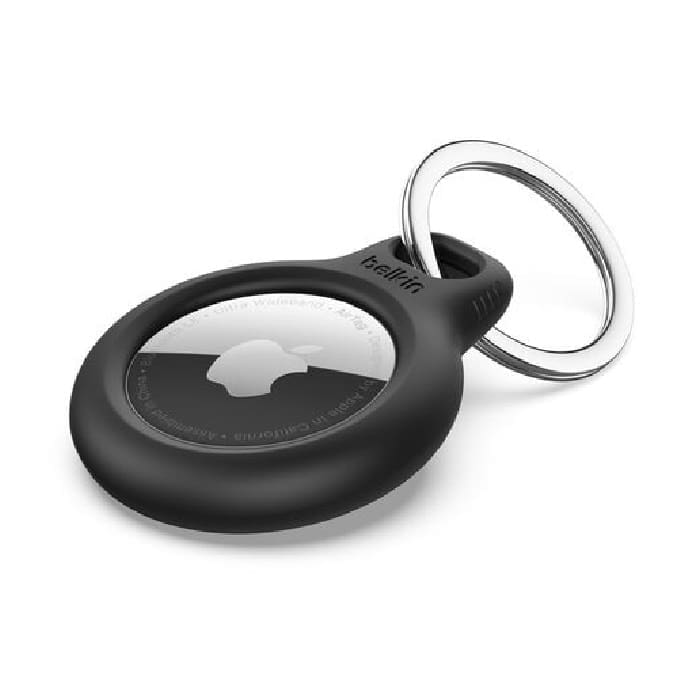 Belkin Secure Holder With Key Ring for AirTag - Black (F8W973btBLK), Advanced Scratch Protection, Twist and Lock Design, Raised Edges,2 Years Warranty