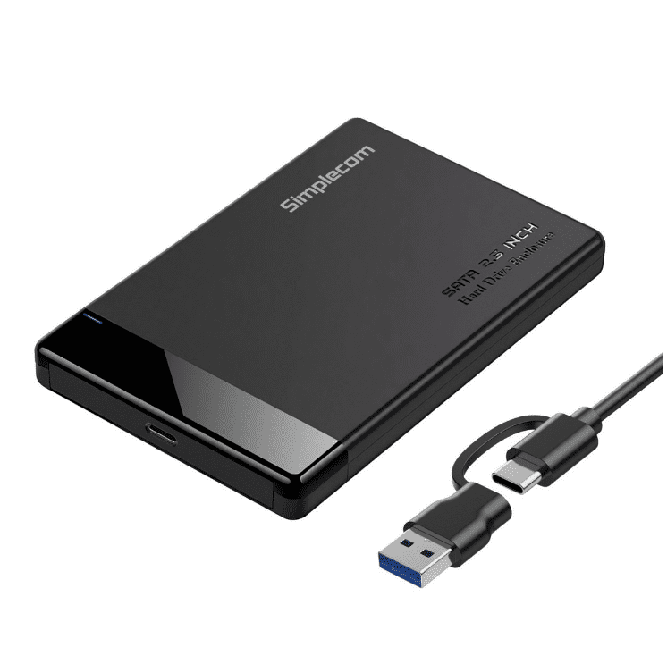 Simplecom SE109 Tool-free 2.5" SATA HDD SSD to USB-C Enclosure USB 3.2 Gen 1 Compatible with 7mm and 9.5mm laptop 2.5" SATA HDD/SSD