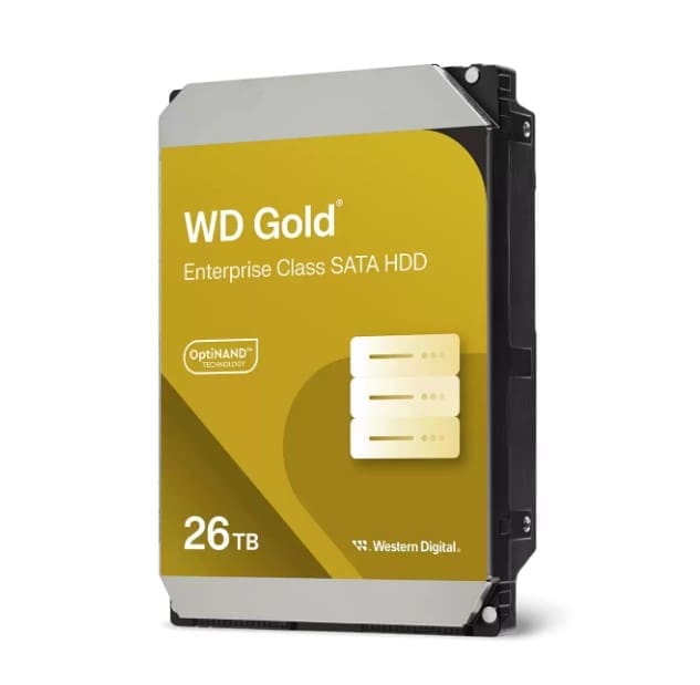 Western Digital WD Gold Enterprise Class SATA HDD - 26TB 3.5" SATA 6Gb/s 7200RPM 512MB 291MB/s 5yrs warranty