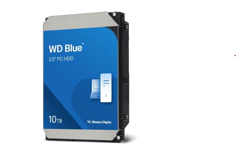 Western Digital WD Blue PC Desktop Hard Drive - 10TB, 3.5", SATA, up to 260MB/s, 7200 RPM, CMR, 512MB, 2Y Warranty