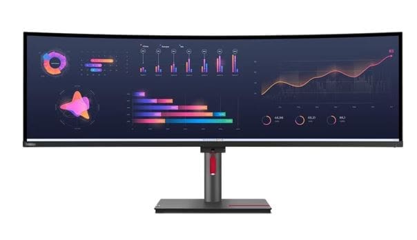 LENOVO ThinkVision P49W-30 49" Dual QHD Curve Monitor IPS 5K 5120x2160 21:9 Height Adjustable Tilt Swivel DP HDMI TBT4 USB-C Hub USB-B LAN Audio VESA