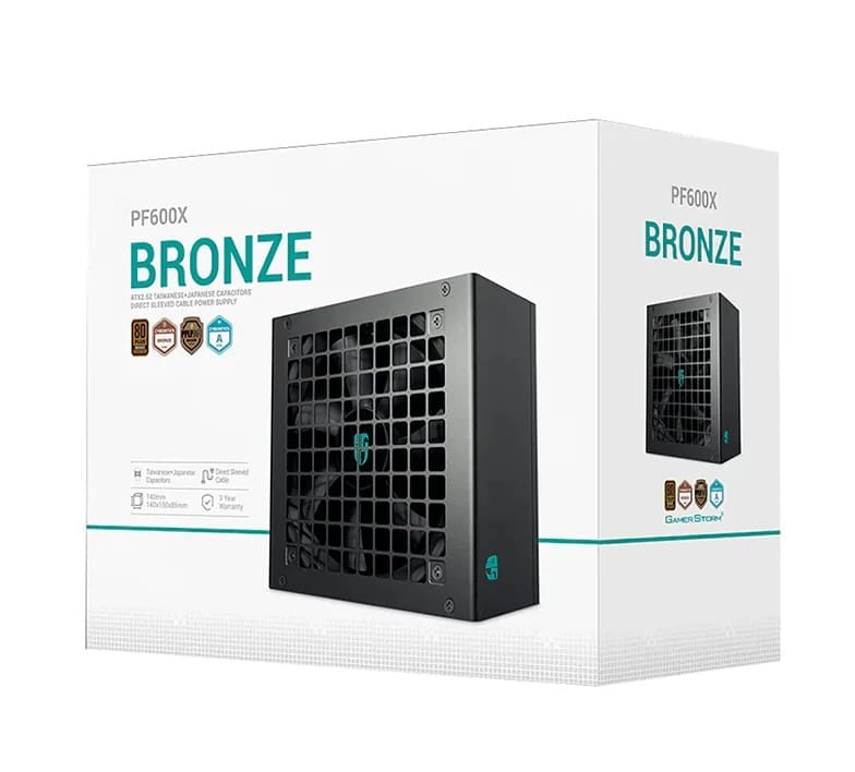 DeepCool PF600X 600W Gamer Storm 80+ Bronze/ Cybenetics ATX Power Supply 120mm Fan, Japanese Taiwanese Capacitors, DC to DC, ATX12V V2.52
