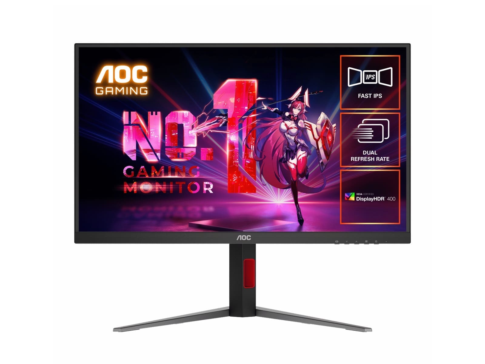 AOC 27" Fast IPS U27G4: 3840×2160@160Hz, 1920 × 1080 @ 320Hz, 0.5ms MPRT, HDR, sRGB 127%, DCI-P3 99%, HDMI 2.1, DP 1.4, ergonomic stand, VESA 100mm