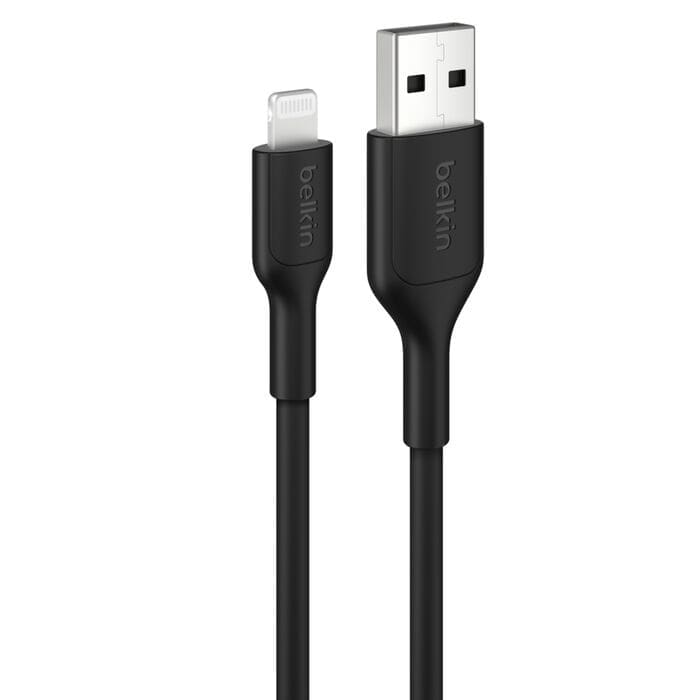Belkin BoostCharge Lightning to USB-A Cable (1M) - Black (CAA019FQ1MBK), 2.4A/15W, 480Mbps, 300K+ Bends, Apple iPhone, MFI-Certified, 2 Years Warranty