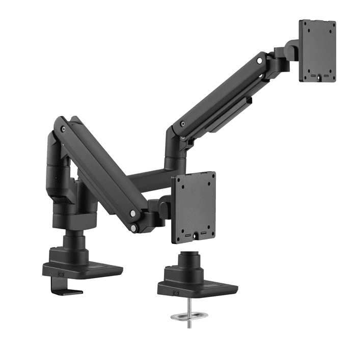 Brateck Fabulous Pole-Mounted Gas Spring Dual Monitor Arm Fit Most 17"-35" Monitors, Up to 20kg per screen VESA 75x75/100x100 Fine Texture Black (LS)