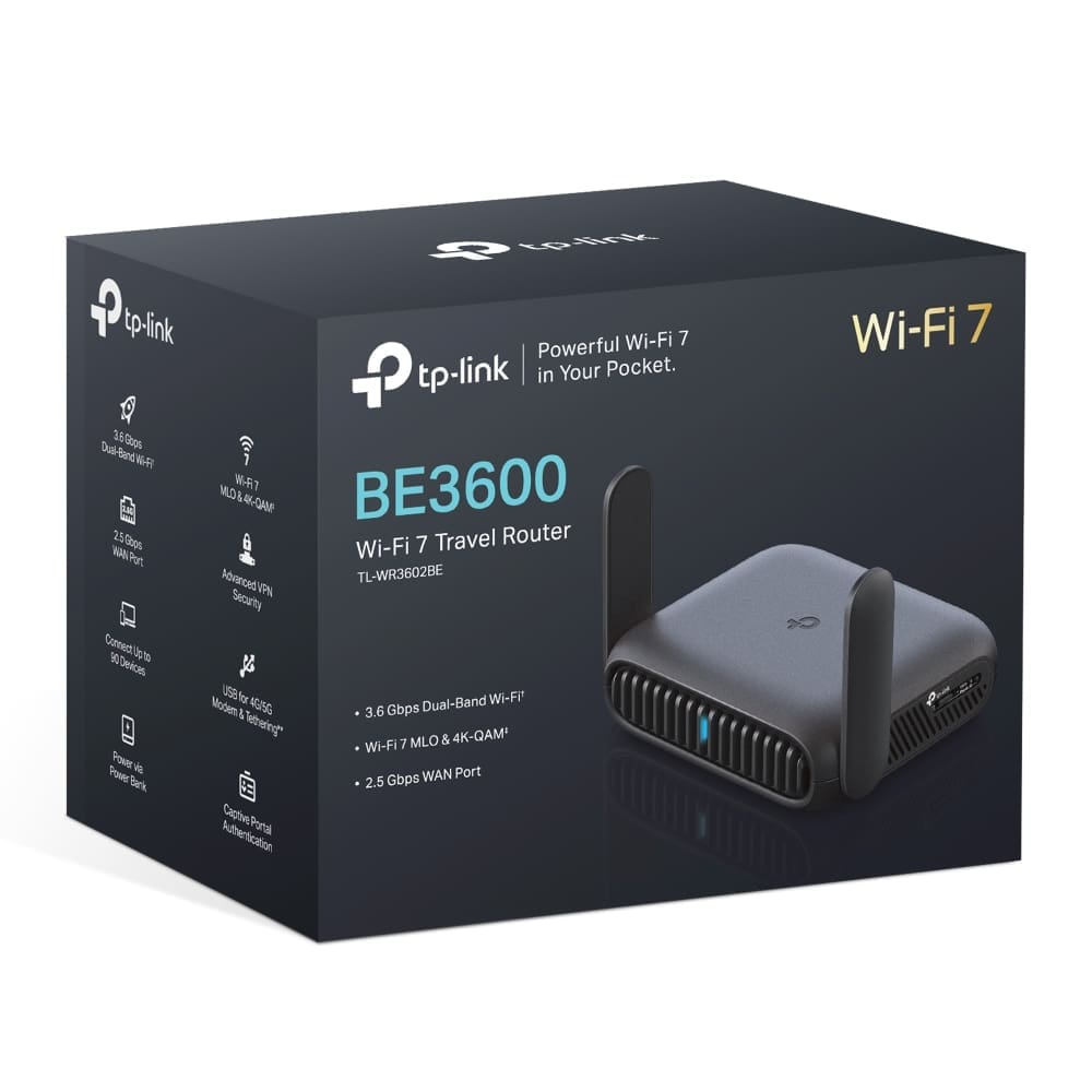 TP-Link TL-WR3602BE BE3600 Dual-Band Wi-Fi 7 Portable Travel Router, 2.5G Multi-Gig Connectivity