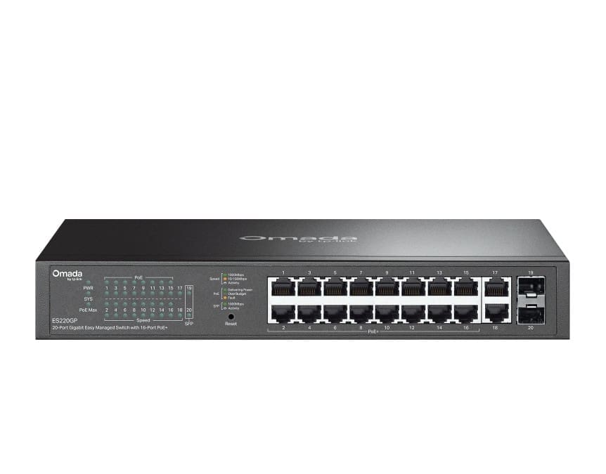 TP-Link ES220GP Omada 20-Port Gigabit Easy Managed Switch with 16-Port PoE+
