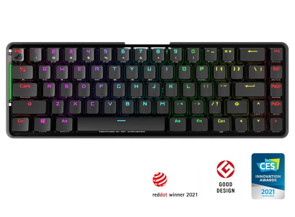 ASUS M601 ROG FALCHION NX Red Switch Compact 65% Wireless Mechanical Gaming Keyboard, 68 Keys, Interactive Touch panel, 450 Hours, ROG NX Switches, RG