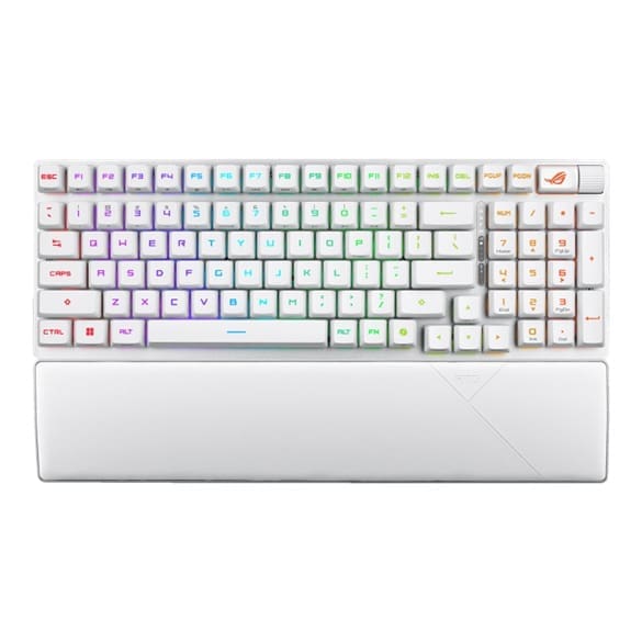 ASUS ROG Strix Scope II 96 RX Wireless Keyboard - White, USB-C / BT 5.1 / 2.4GHz, RGB Per-Key, NKRO, 8000Hz, 2m Cable, AURA Sync