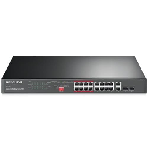 Mercusys MS118CP 16-Port 10/100Mbps + 2-Port Gigabit Rackmount Switch with 16-Port PoE+