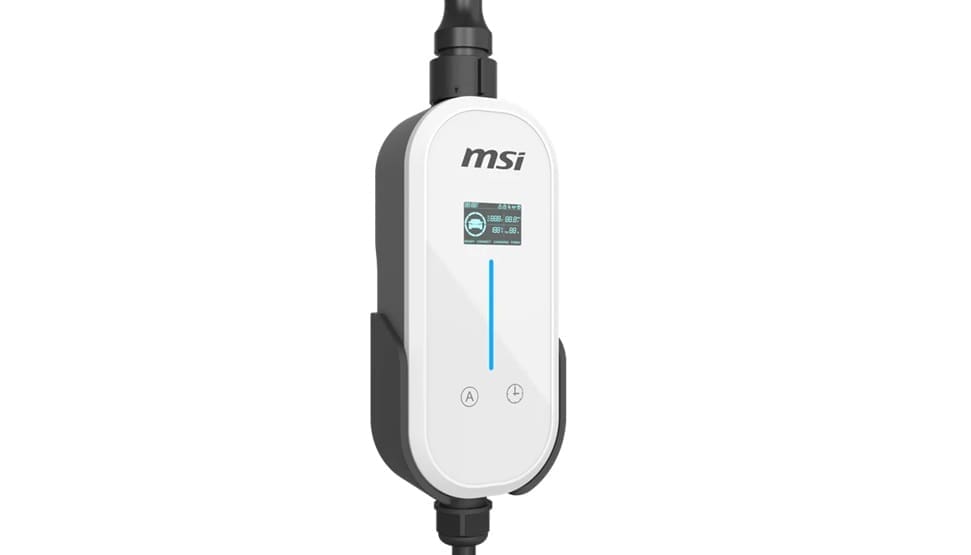 MSI EV Charger White Ezgo 10A+15A+Home kit, Single Phase, 230V, 1PH, 2.3KW 3.4KW, 5M Type 2 Charging gun, 1.8'LCD, IP66, 1.5T, Bluetooth