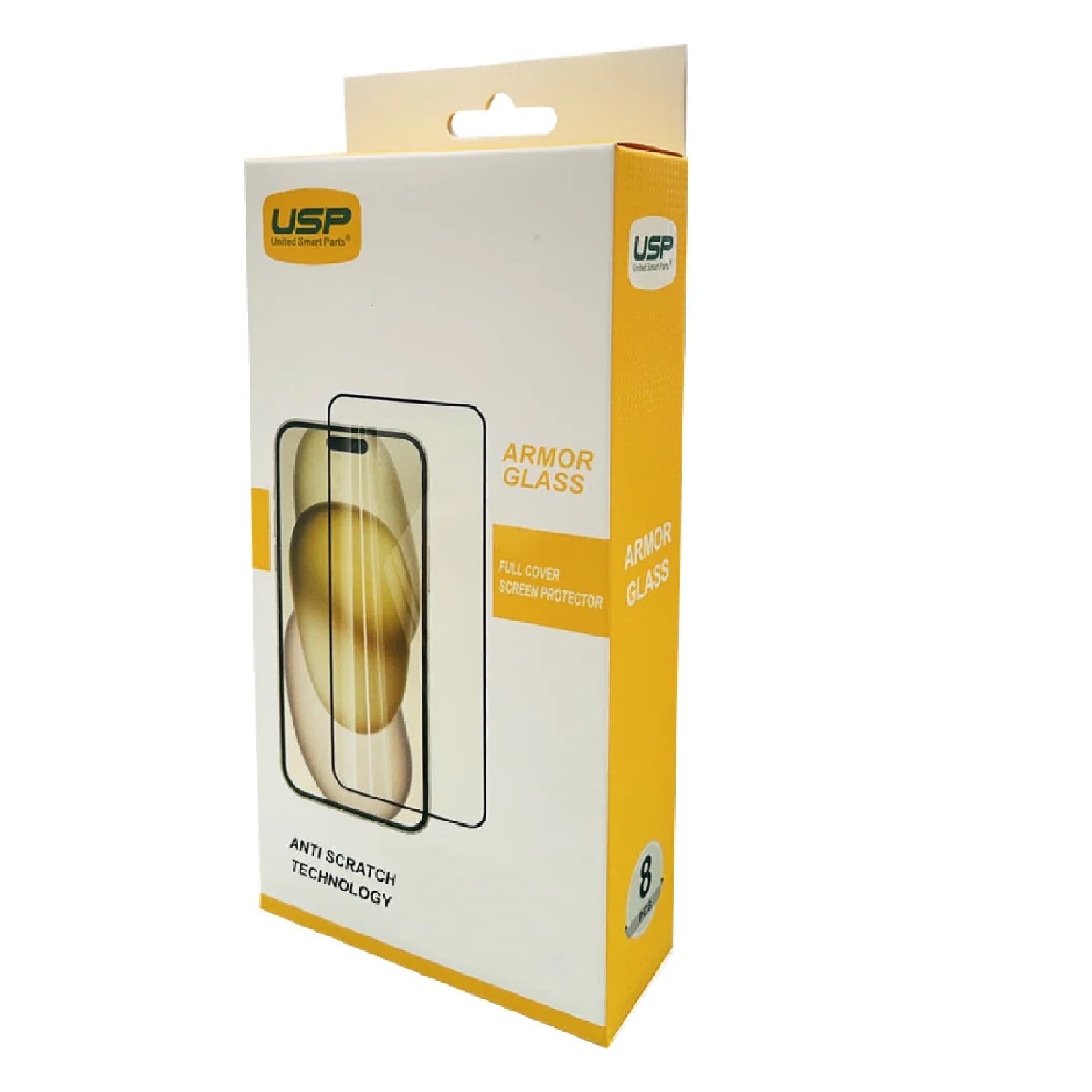 USP Apple iPhone 16 Pro (6.3") Armor Glass Full Cover Tempered Glass Screen Protector (8 PCS) - 5X Anti Scratch Technology, 3 Years Warranty