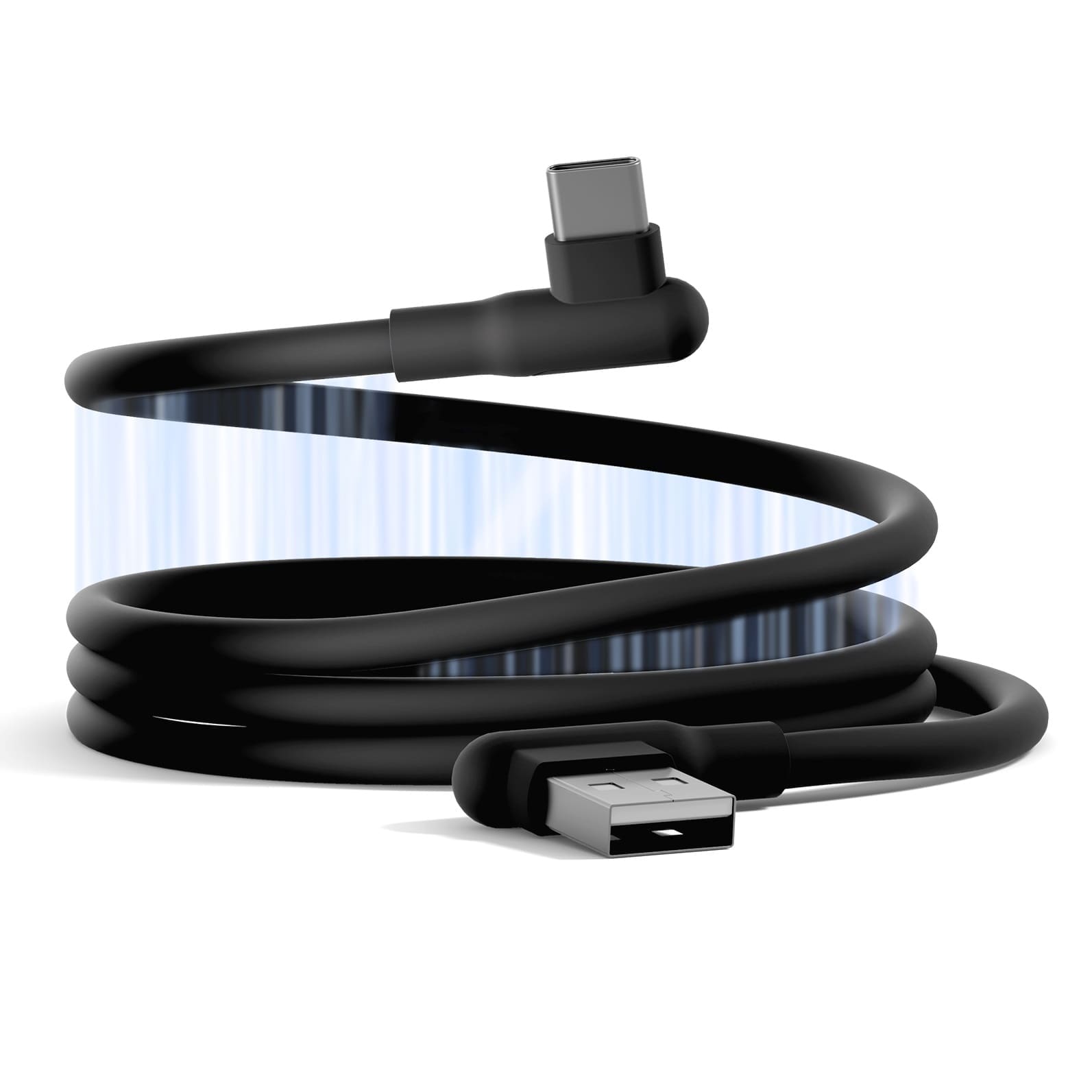 Cygnett DriveSync Right Angled Magnetic Silicone USB-C to USB-A Cable (0.7M) - (CY5665CCACB), 3A/60W, 480Mbps, Drive Sync, 2 Years Warranty