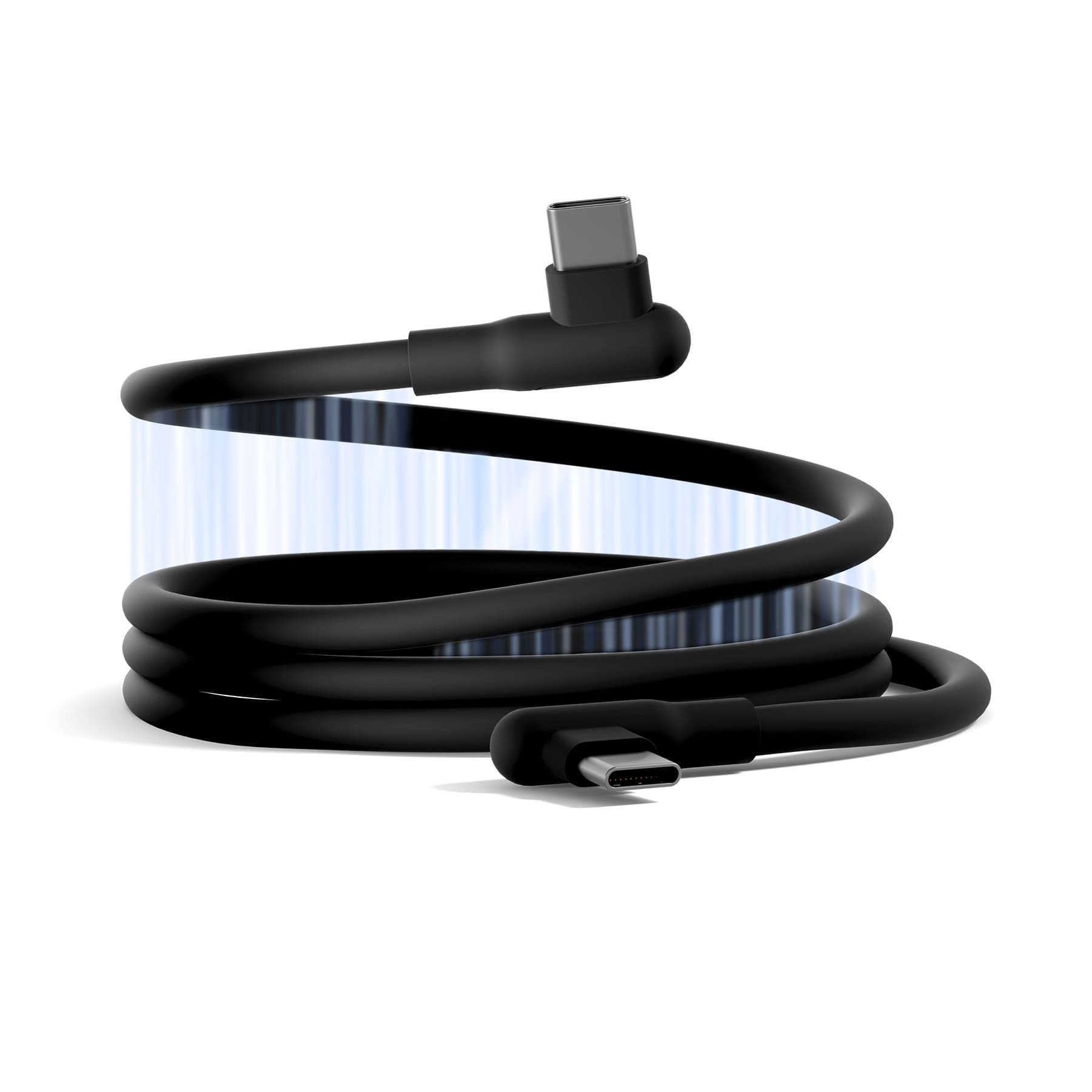 Cygnett DriveSync Right Angled Magnetic Silicone USB-C to USB-C Cable (0.7M) - (CY5666CCACB), 3A/60W, 480Mbps, Drive Sync, 2 Years Warranty