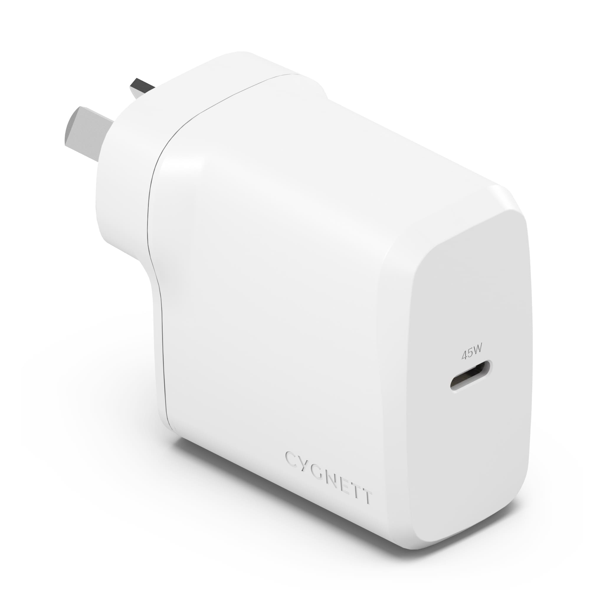 Cygnett PowerPlus 45W USB-C PD GaN Fast Wall Charger -White(CY4738PDWCH),Portable,Best for iPhone,Samsung's PPS USB-C Devices, 2 Years Warranty