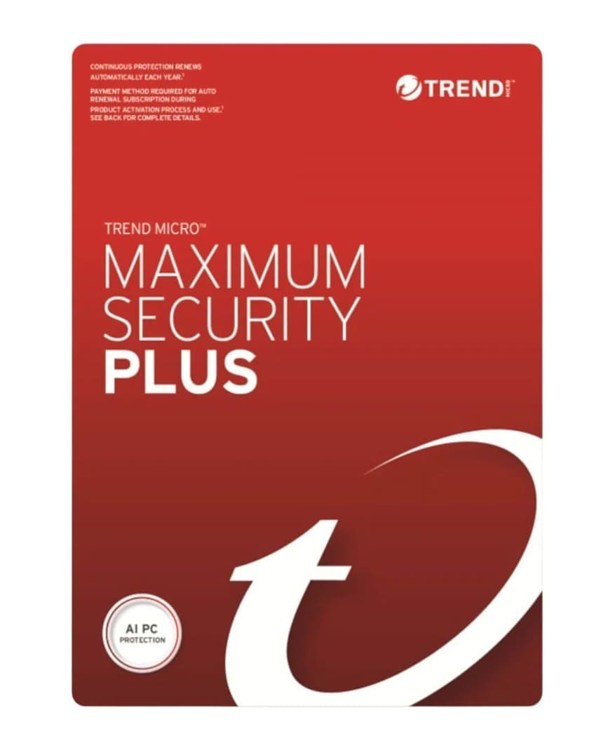 Trend Micro Maximum Security Plus (3 Devices) 1 Year Retail Mini Box Auto Renew (Plus = Secure VPN / Cleaner Pro)