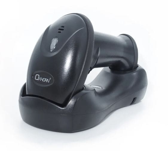 Oxhorn Wireless 2.4G Bluetooth 5.0 2D Barcode Scanner Commercial Grade USB Fast reliable PlugPlay 5V 1A Sensor Pixel rechargeable battery Black
