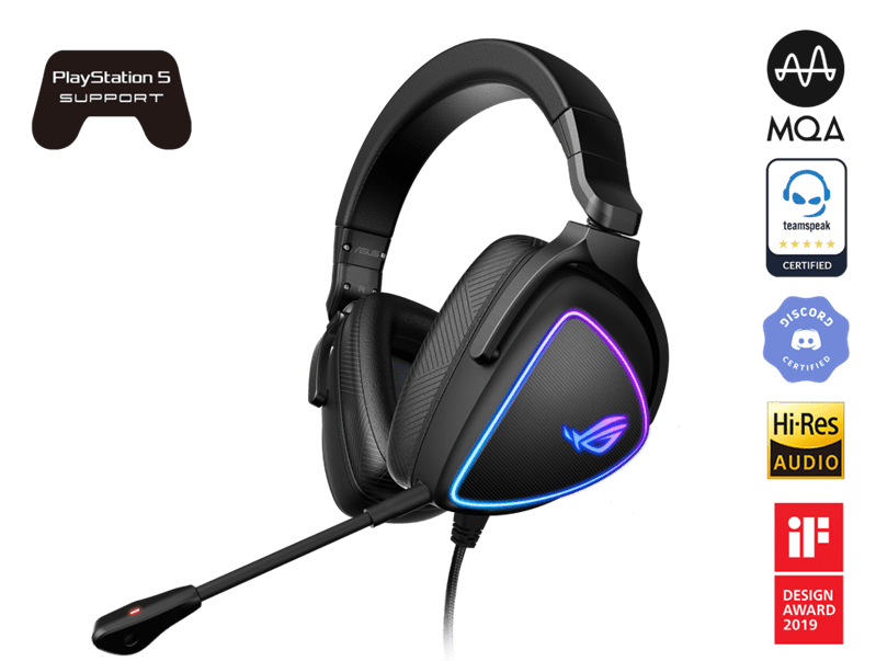 ASUS ROG DELTA S Lightweight USB-C Gaming Headset with AI noise-canceling mic, MQA rendering technology, RGB lighting, PC, Switch PS5
