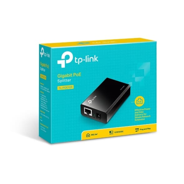 TP-Link POE10R Omada PoE Splitter 2xGbE Gigabit RJ45 Port Power Over Ethernet Adapter carry Power Data over 100m Plug Play