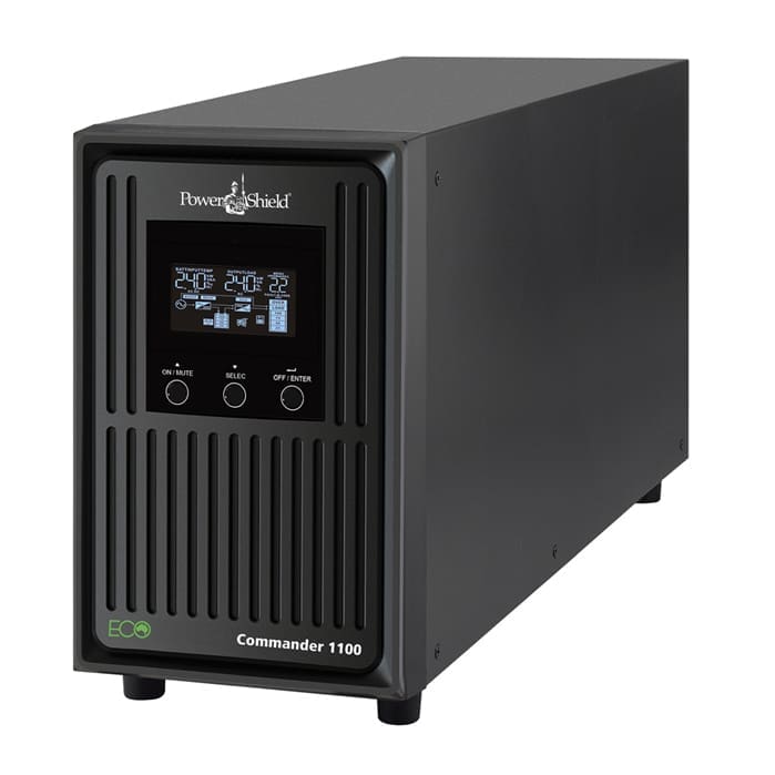 PowerShield Commander 1100VA/990W - 10Amp, Line Interactive Pure Sine Wave Tower UPS with AVR, 2 AUS sockets, 10A, C13 x 3, 2-year warranty