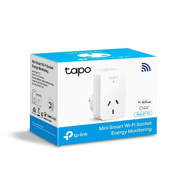 TP-Link Tapo P110 Mini Smart Wi-Fi Socket, Energy Monitoring, Tapo App, Remote Control, Schedule Timer, Voice Control, Away Mode, Easy Setup