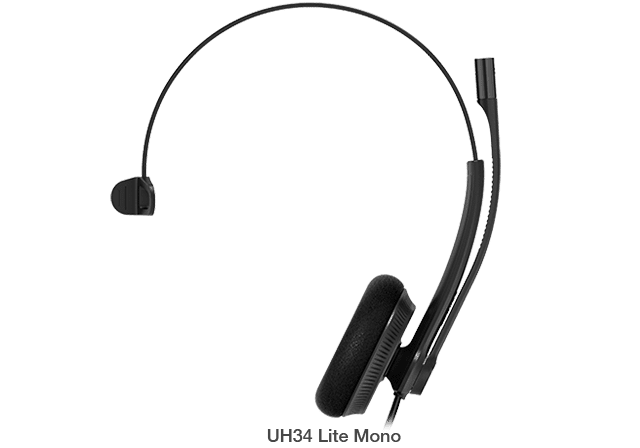 Yealink UH34 Lite Mono Teams USB Headset, Lightweight, All Day Wearing Comfort, Ear Wideband Noise Cancelling Microphone, Foamy Ear Cushions, USB-A