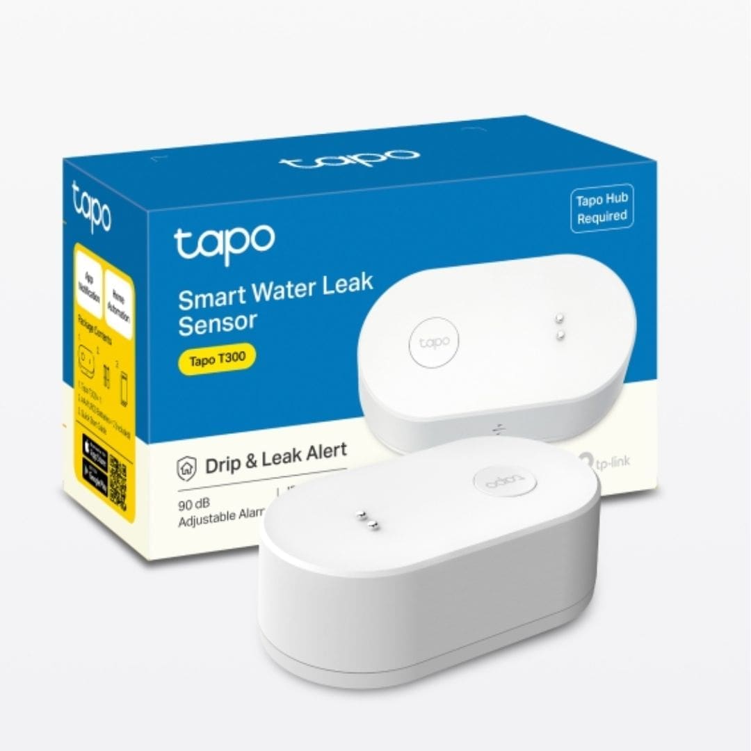 TP-Link Tapo T300 Smart Water Leak Sensor, 90 dB Dripping Leaking Alarm, IP66 Waterproof, Hub Supported