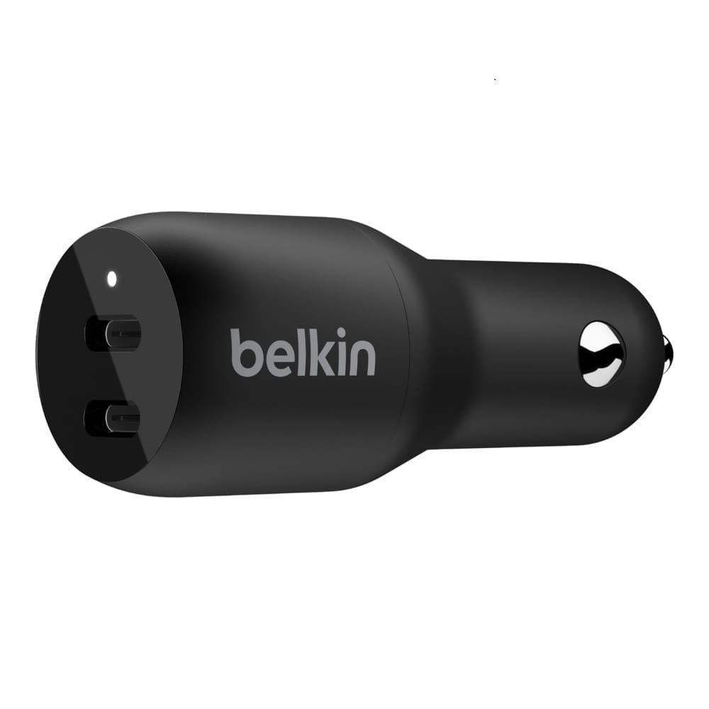 Belkin BoostCharge 36W Dual USB-C Car Charger - Black (CCB002btBK), 2xUSB-C (18W), Safe Optimized, Apple iPhone, CEW $2,500, 2 Years Warranty