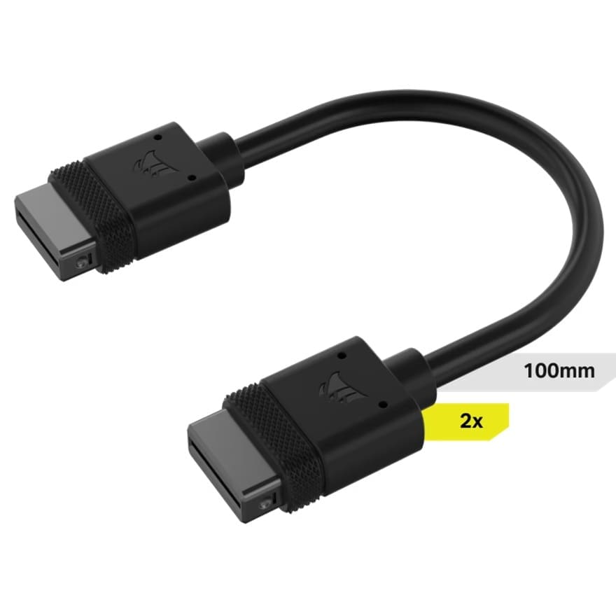 Corsair iCUE LINK Cable, 2x 100mm with Straight connectors, Black(LS)