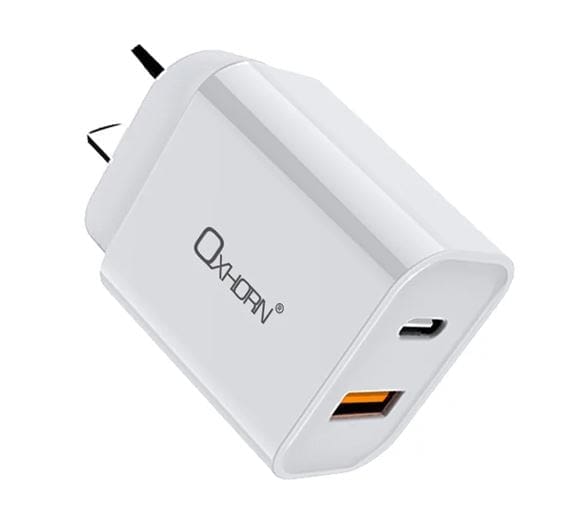 Oxhorn USB Type-C and Type-A 3.0 Quick Charge 20W Charger AC adapter 240V 50/60Hz 1A certified