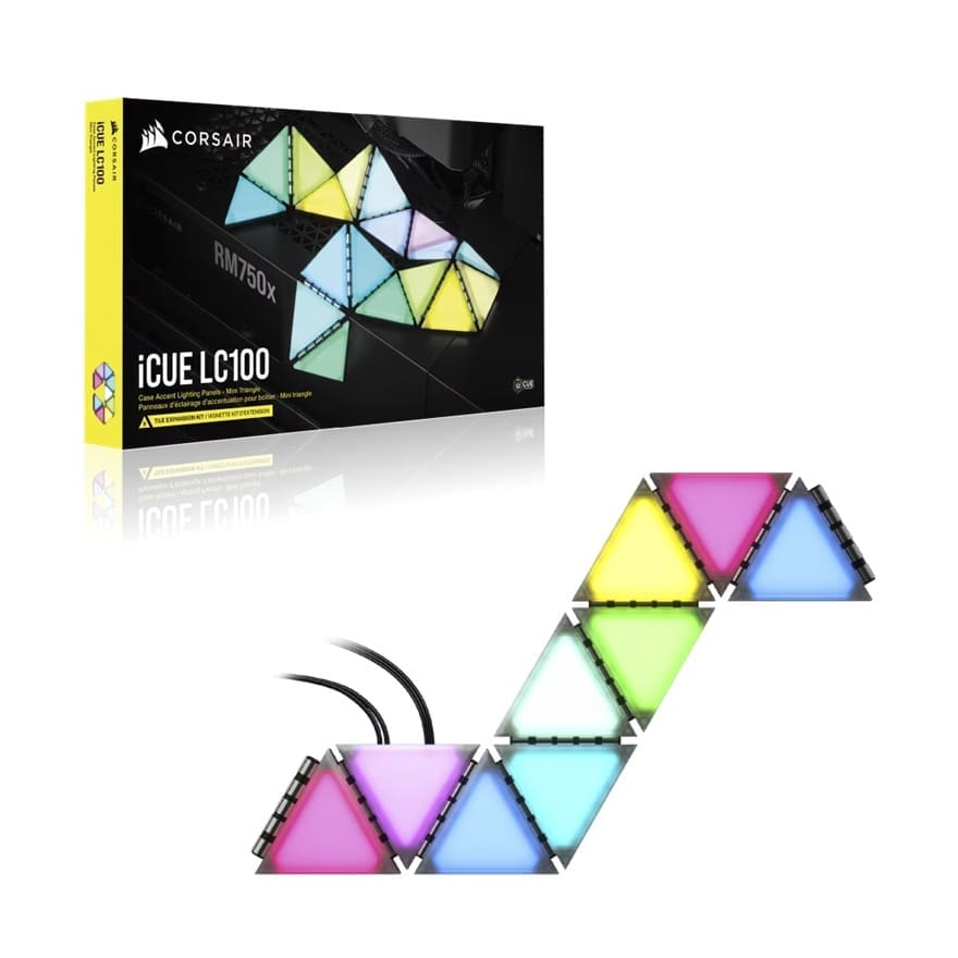 Corsair iCUE LC100 Case Accent Lighting Panels - Mini Triangle - 9x Tile Expansion Kit (LS)