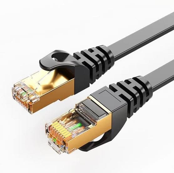 8Ware CAT7 Cable 0.5m (50cm) - Black Color RJ45 Ethernet Network LAN UTP Patch Cord Snagless Flat cable