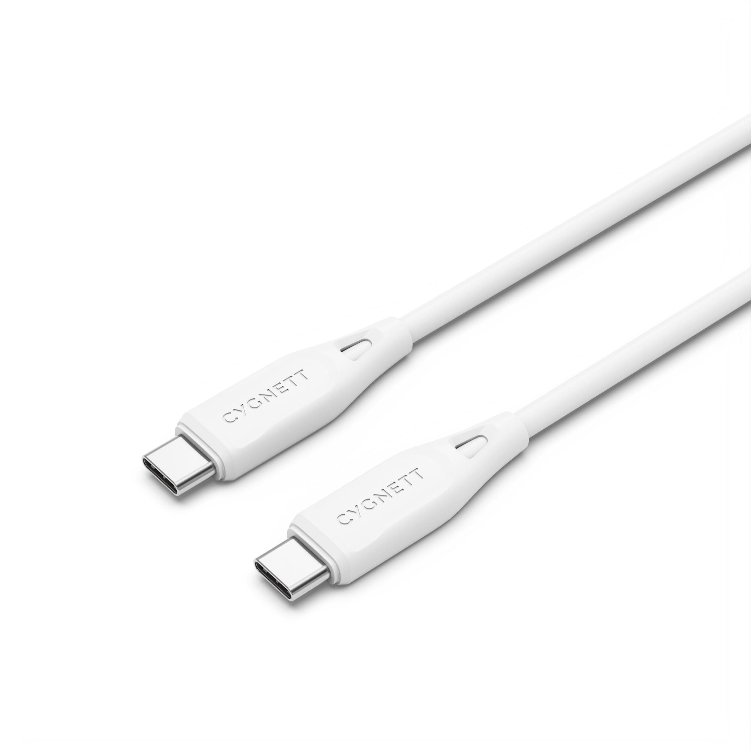 Cygnett Essentials USB-C to USB-C (2.0) Cable (1M) - White (CY4692PCTYC), 3A/60W, 480Mbps, Turbo Charge, Best for Laptop, 2 Years Warranty