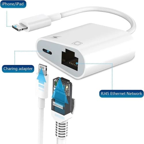 USP Lightning to Ethernet + Power Adapter - White, Easy to use, Fast and Stable connection, 100Mbps.