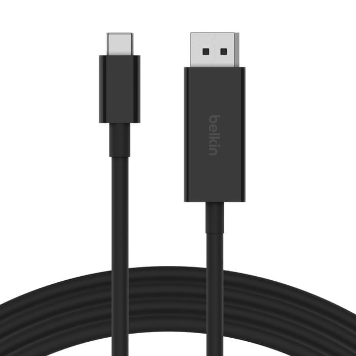 Belkin Connect USB-C to DisplayPort 1.4 Cable (2M) - Black (AVC014BT2MBK), 32.4 Gbps Bandwidth, Supports 8K@60Hz 4K@144Hz, 2 Years Warranty