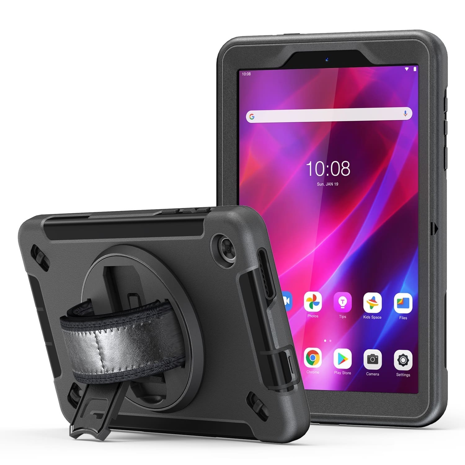 USP Rugged Lenovo Tab M8 (4th Gen) (8") (TB-300) Case Black - Built-in-Kickstand Screen Protector, Hand Shoulder Strap,DropProof, 3 Years Warranty