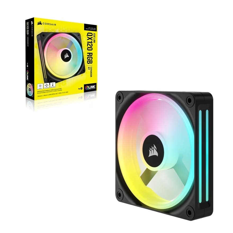 Corsair QX RGB Series, iCUE LINK QX120 RGB, 120mm Magnetic Dome RGB Fan, Expansion Kit